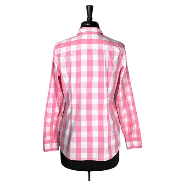 Vineyard Vines Women’s Shirt 8 Pink White Plaid Check Cotton Long Sleeve Preppy - Picture 2 of 10
